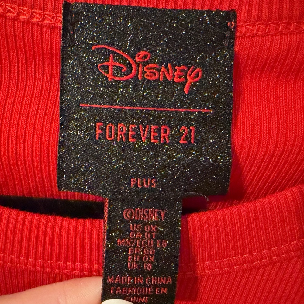 Forever 21 Red Long Sleeve Tee with Sequin Mickey Mouse - Picture 3 of 3